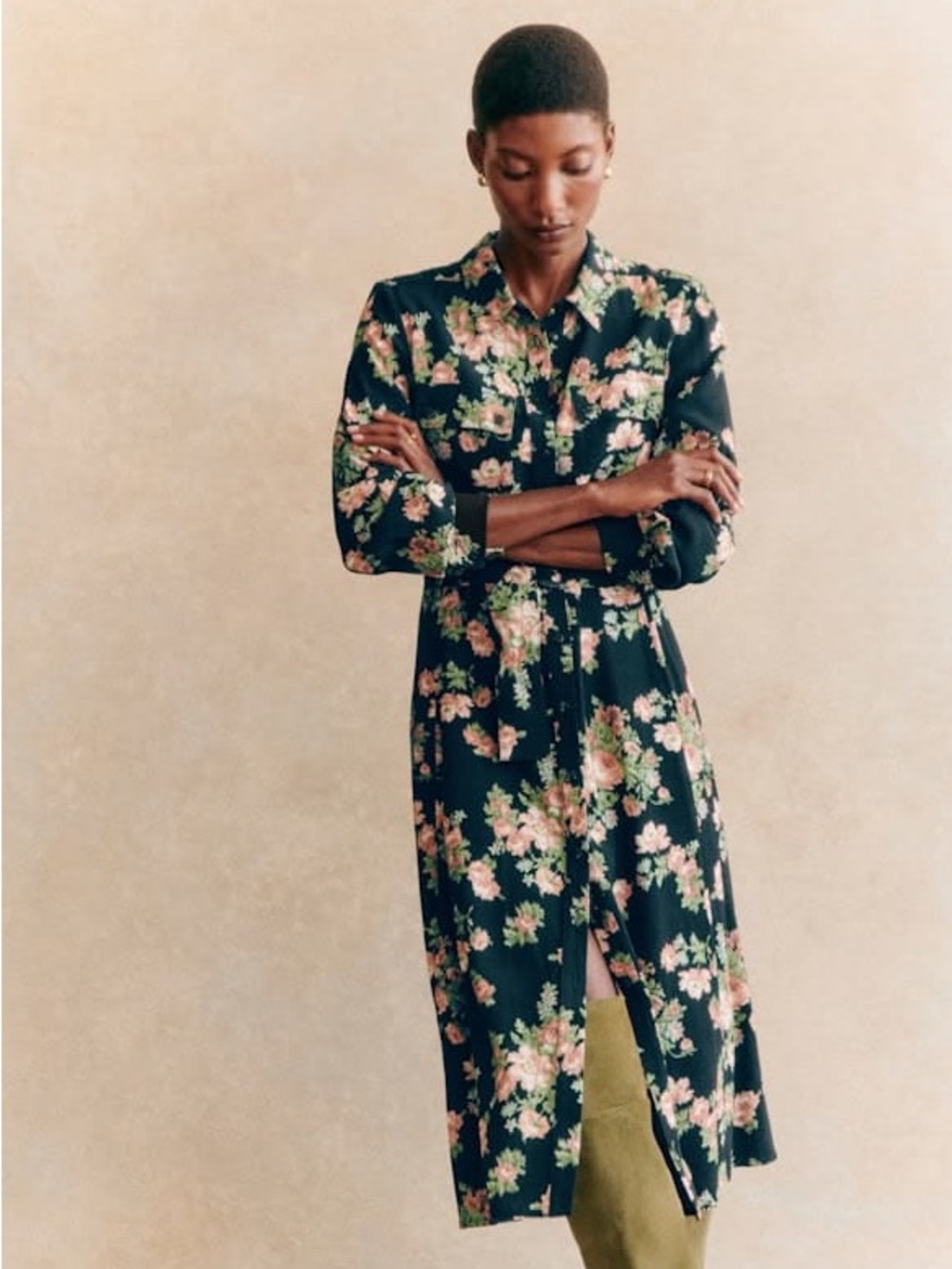 Sezane Tea Dress in Large Bouquet Print